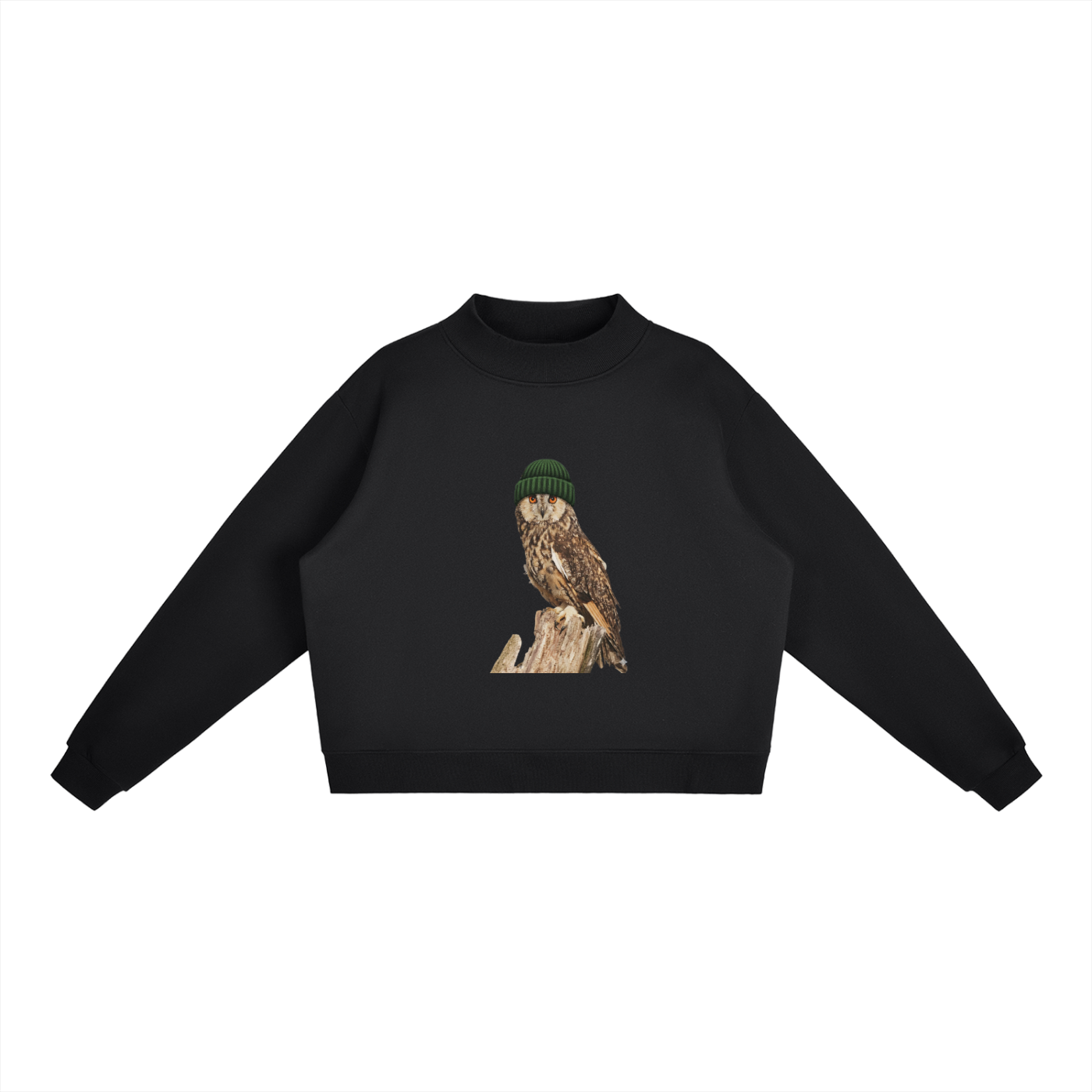 Essential Fleece Mock-Neck Crew Sweatshirt
