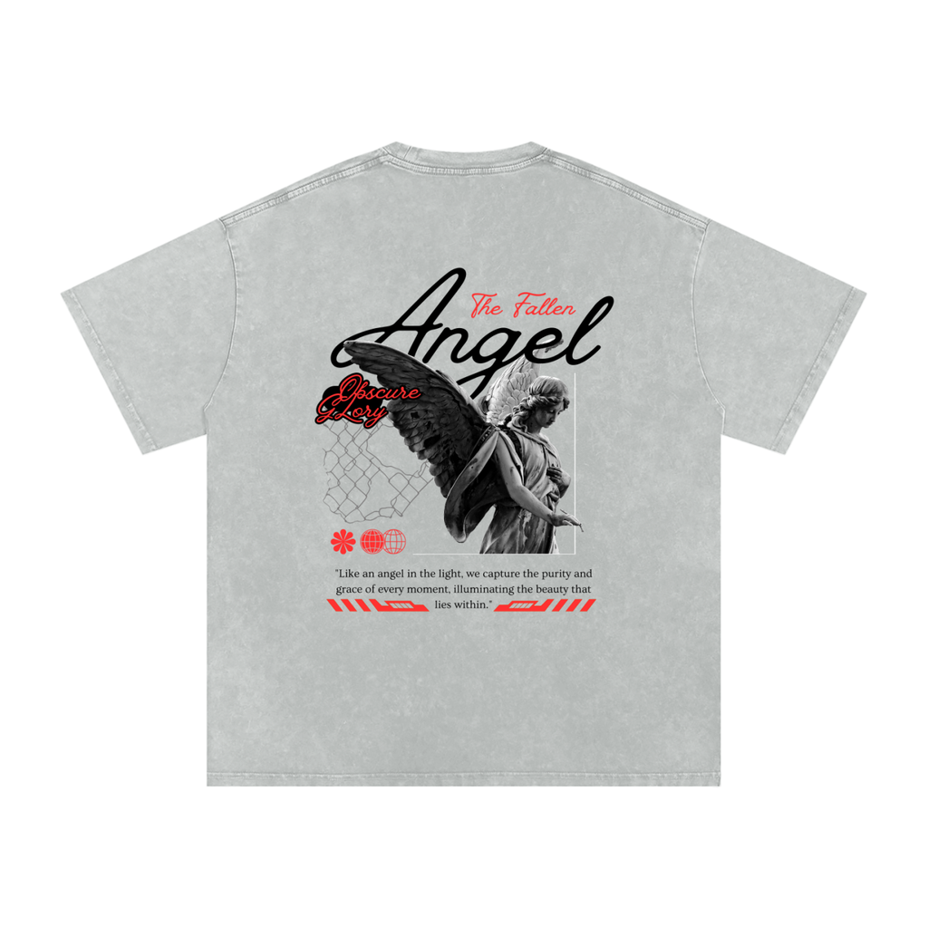 Snow Washed Oversized Cotton T-Shirt Angel logo