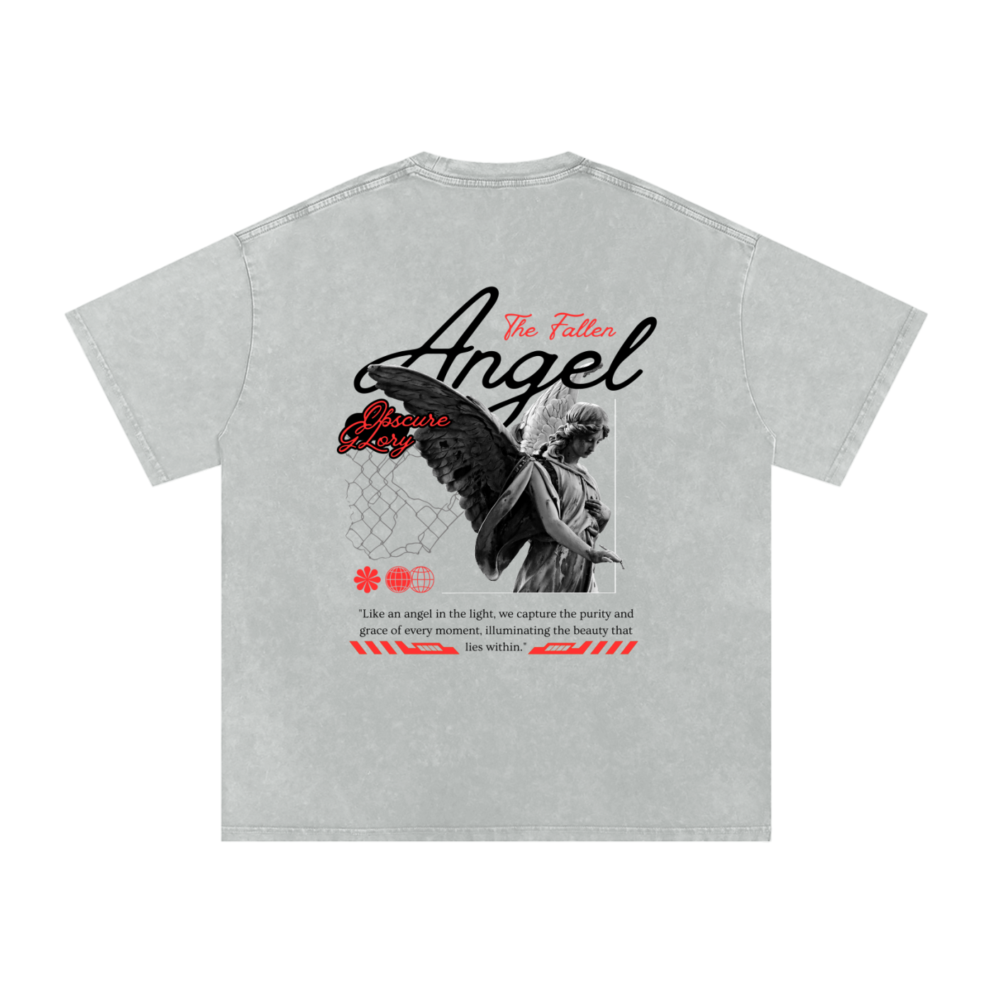 Snow Washed Oversized Cotton T-Shirt Angel logo