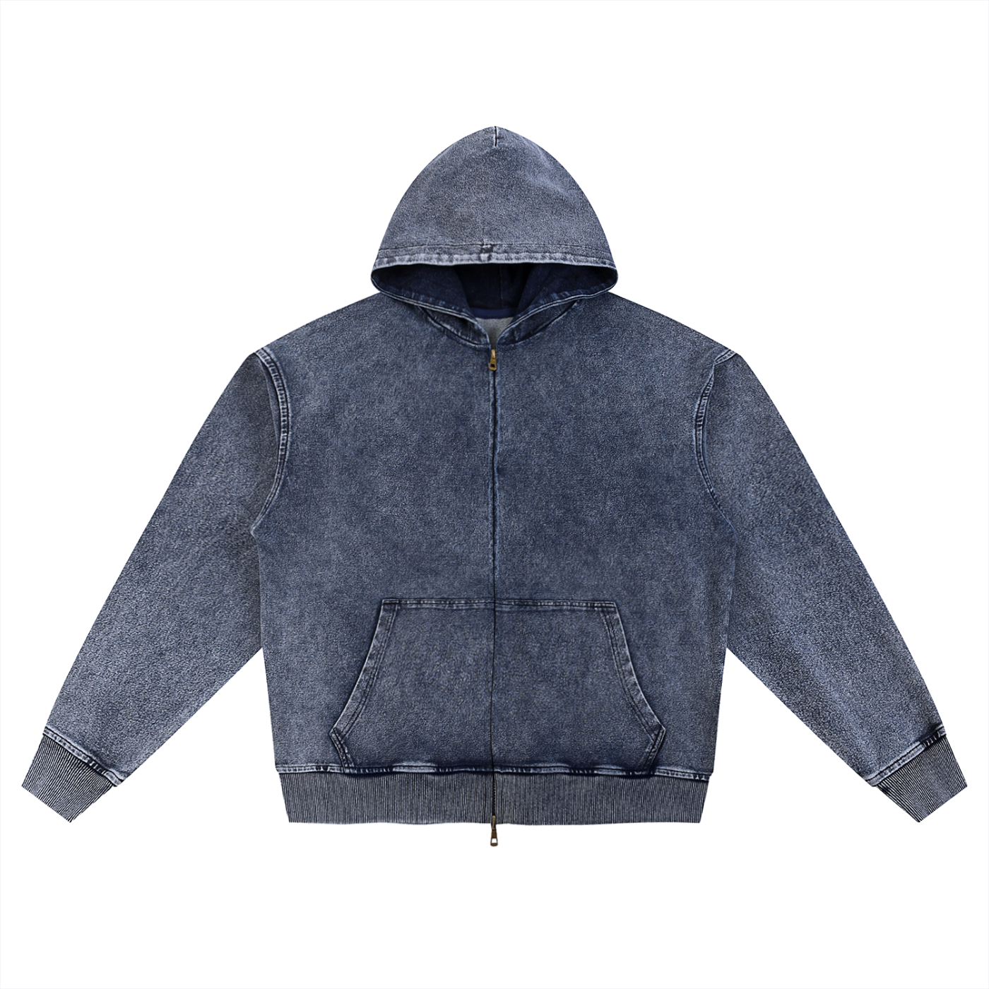 Snow Wash Oversized Zip-Up Hoodie