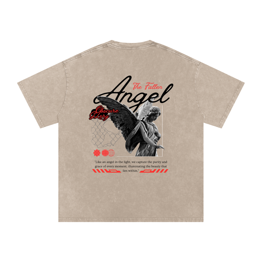 Snow Washed Oversized Cotton T-Shirt Angel logo