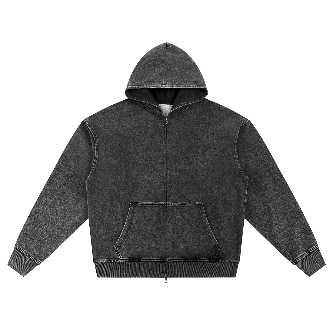 Snow Wash Oversized Zip-Up Hoodie