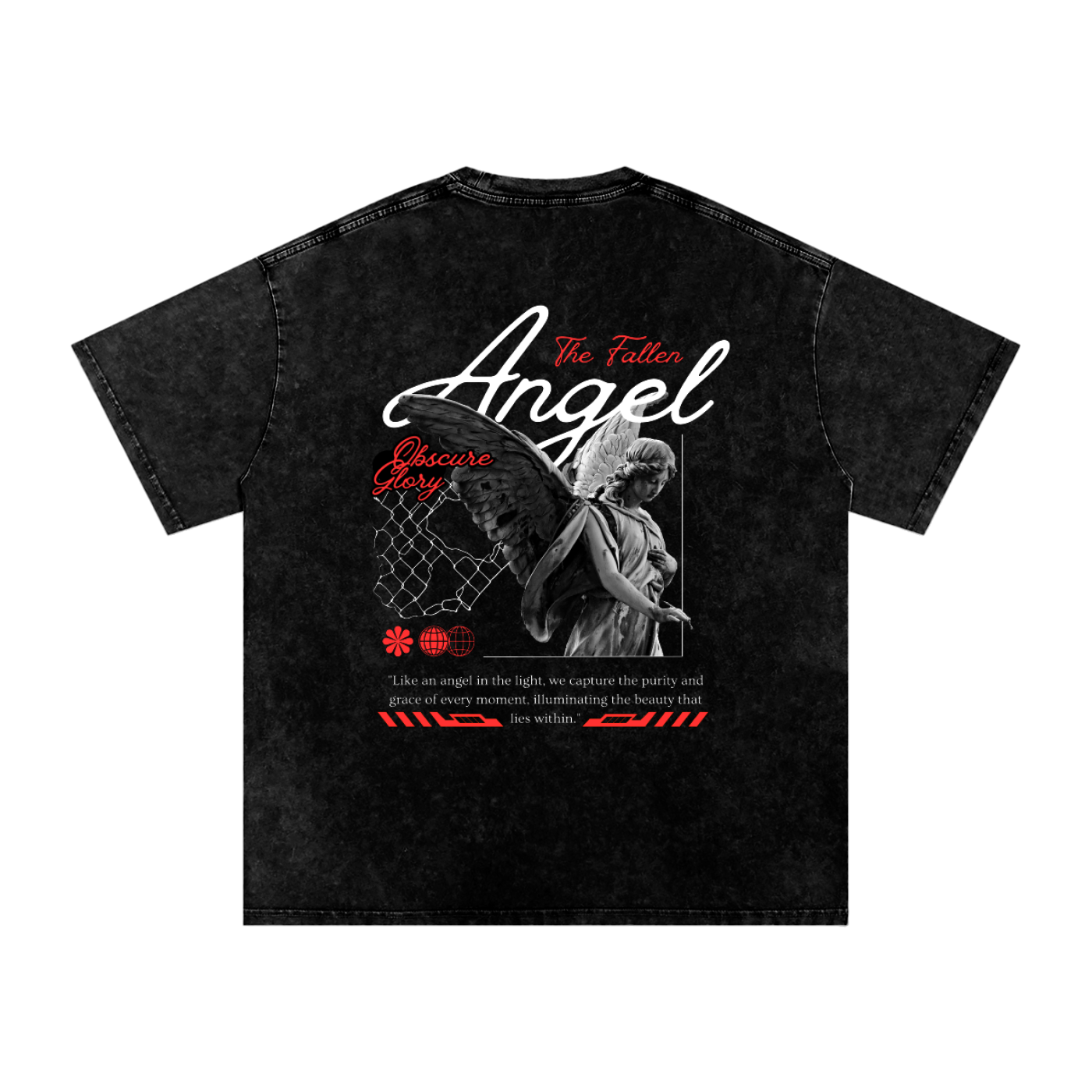 Snow Washed Oversized Cotton T-Shirt Angel logo